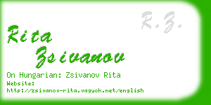 rita zsivanov business card